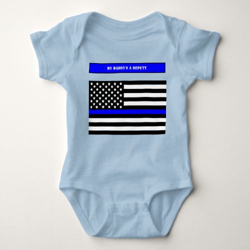 Thin Blue Line Back the Blue Police Officer SVG Baby Bodysuit