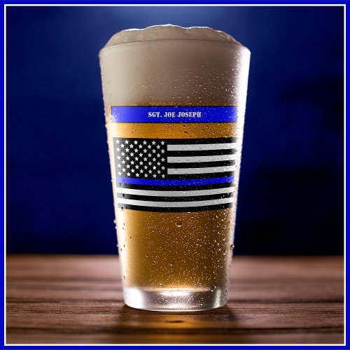 Thin Blue Line Back the Blue Police Pint SVG Glass