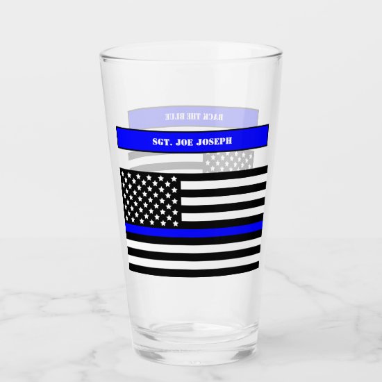 [Thin Blue Line] Back the Blue Police Pint SVG Glass