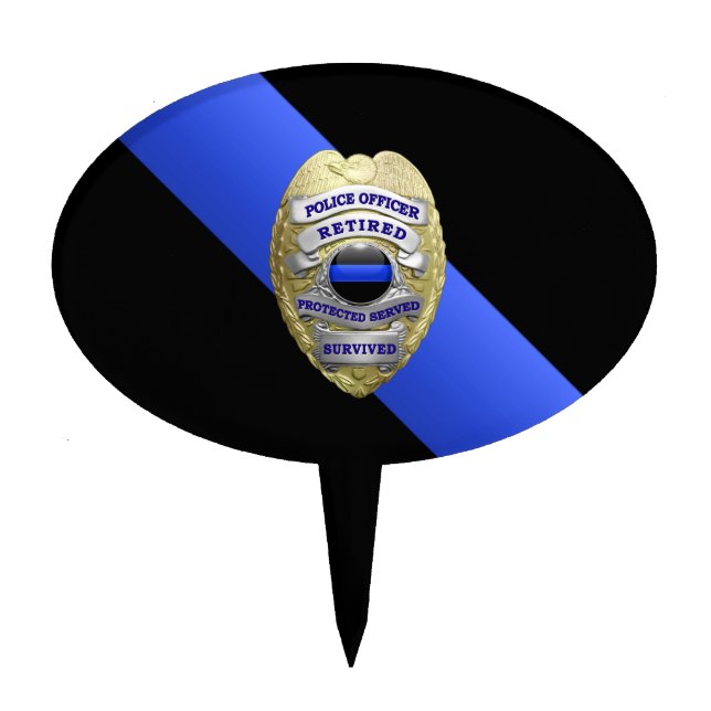 Thin Blue Line Badge Cake Topper (Front)