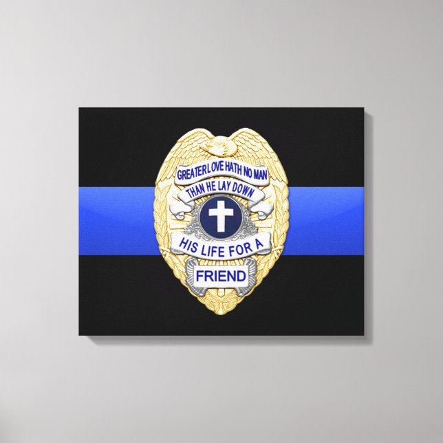 Thin Blue Line & Badge Canvas Print (Front)