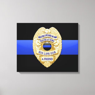 Thin Blue Line & Badge Canvas Print