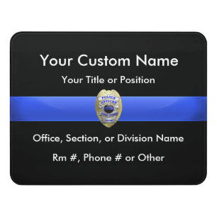 Thin Blue Line Badge Door Sign