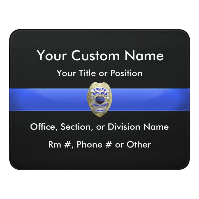 Thin Blue Line Badge Door Sign (Contemporary Front)