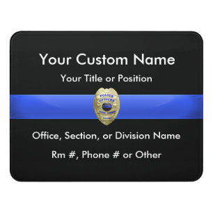Thin Blue Line Badge Door Sign