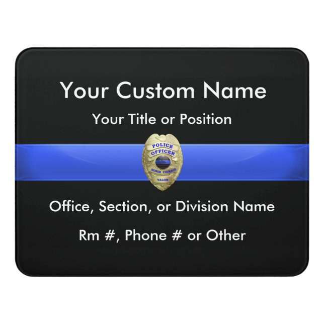 Thin Blue Line Badge Door Sign (Contemporary Front)