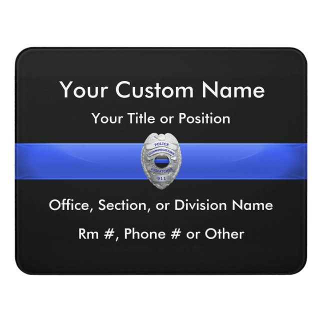 Thin Blue Line Badge Door Sign (Contemporary Front)