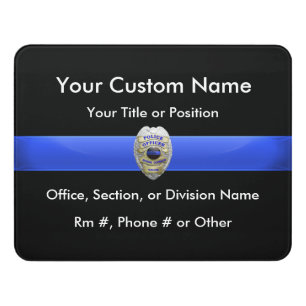 Thin Blue Line Badge Door Sign