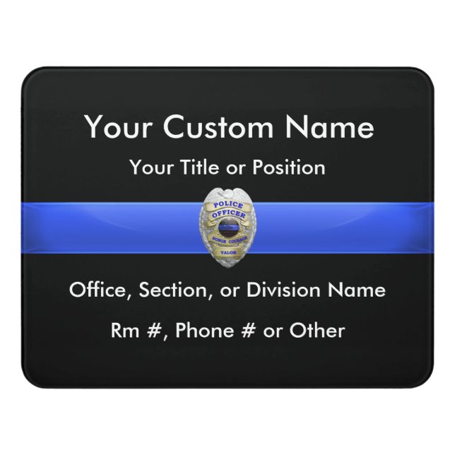 Thin Blue Line Badge Door Sign (Contemporary Front)