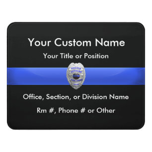 Thin Blue Line Badge Door Sign
