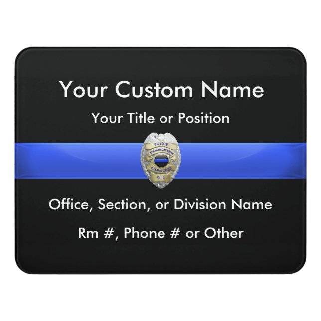 Thin Blue Line Badge Door Sign (Contemporary Front)