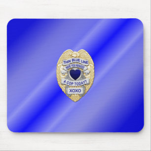 Thin Blue Line Badge Mouse Pad