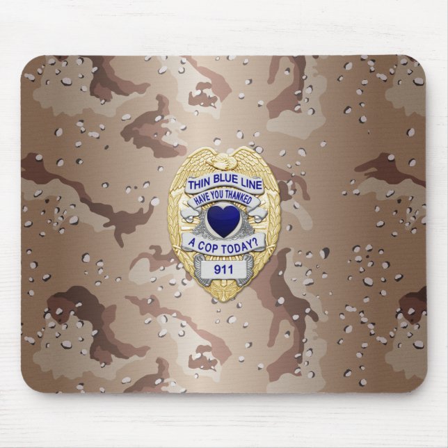 Thin Blue Line Badge Mouse Pad (Front)