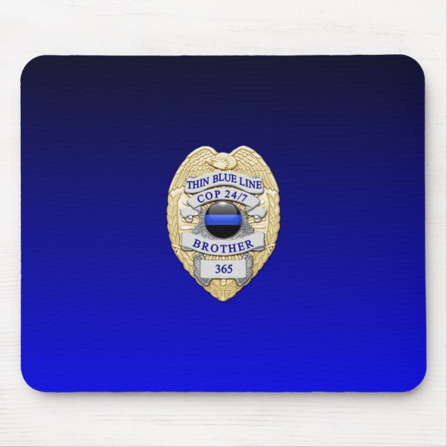 Thin Blue Line Badge Mouse Pad (Front)