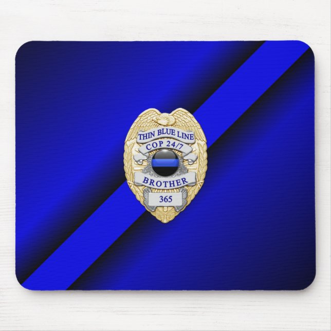 Thin Blue Line Badge Mouse Pad (Front)