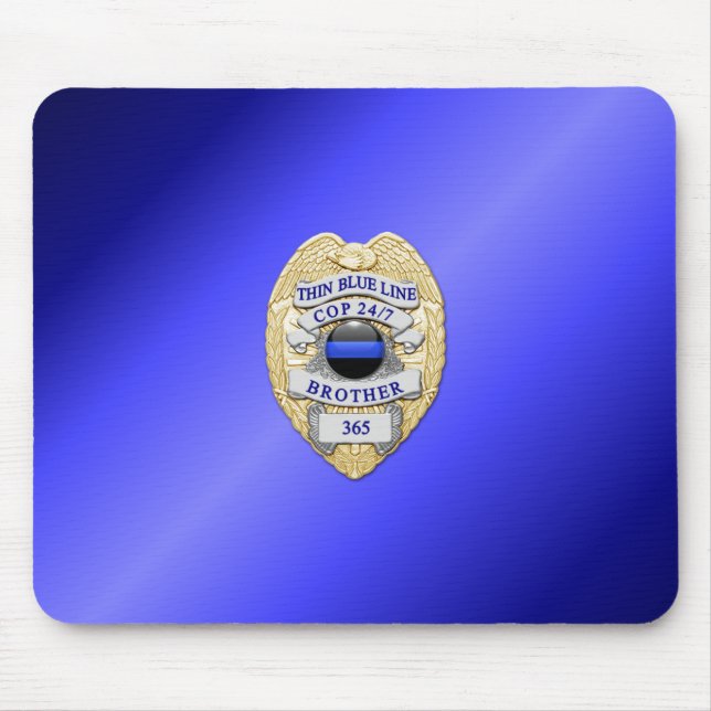 Thin Blue Line Badge Mouse Pad (Front)
