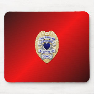 Thin Blue Line Badge Mouse Pad