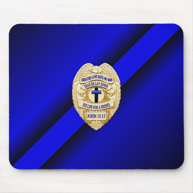 Thin Blue Line Badge Mouse Pad (Front)