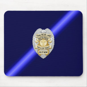 Thin Blue Line Badge Mouse Pad