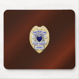 Thin Blue Line Badge Mouse Pad