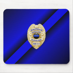 Thin Blue Line Badge Mouse Pad