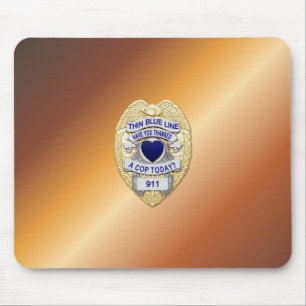 Thin Blue Line Badge Mouse Pad