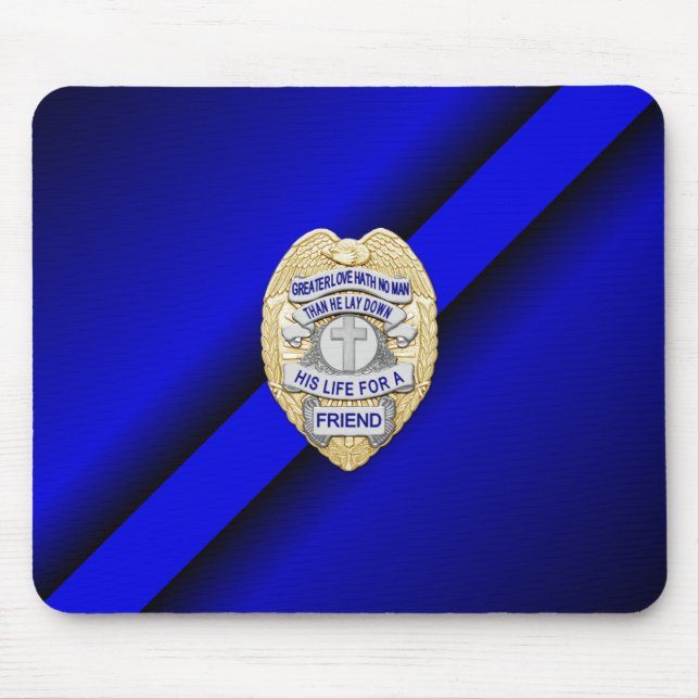 Thin Blue Line Badge Mouse Pad (Front)