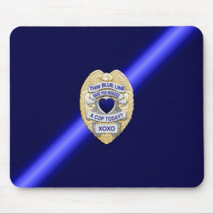 Thin Blue Line Badge Mouse Pad