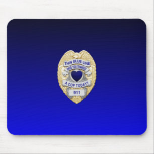 Thin Blue Line Badge Mouse Pad