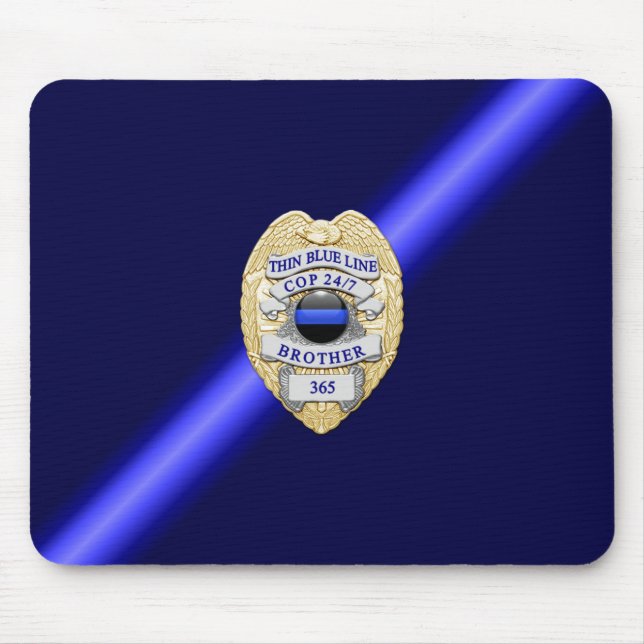 Thin Blue Line Badge Mouse Pad (Front)