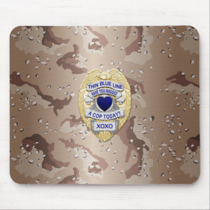 Thin Blue Line Badge Mouse Pad