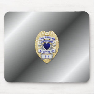 Thin Blue Line Badge Mouse Pad