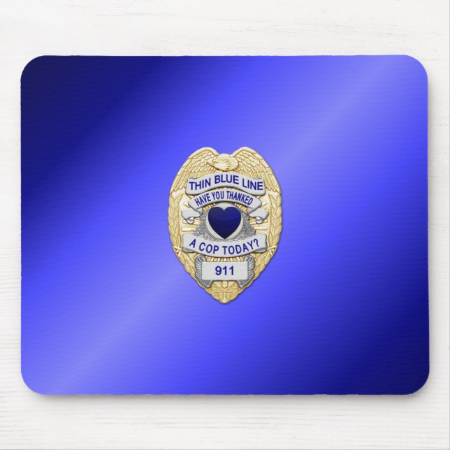 Thin Blue Line Badge Mouse Pad (Front)