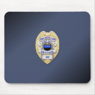 Thin Blue Line Badge Mouse Pad