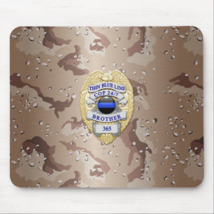 Thin Blue Line Badge Mouse Pad