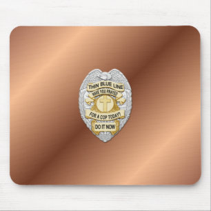 Thin Blue Line Badge Mouse Pad