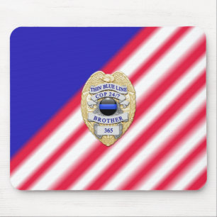 Thin Blue Line Badge Mouse Pad