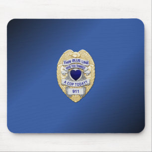 Thin Blue Line Badge Mouse Pad