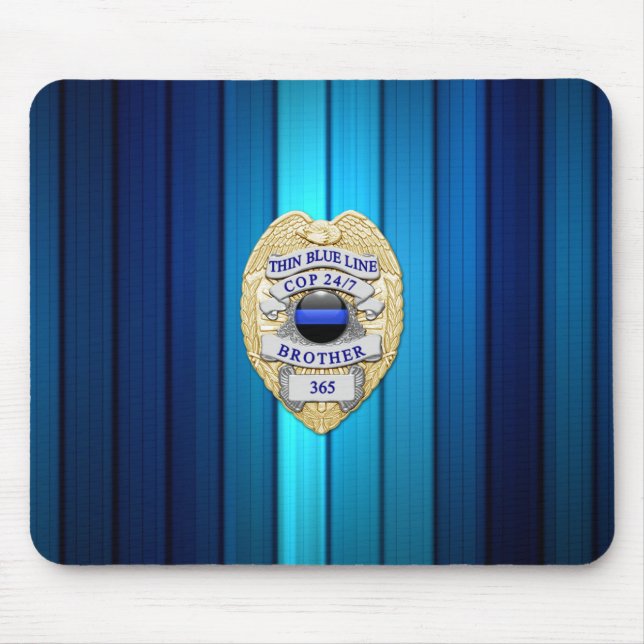Thin Blue Line Badge Mouse Pad (Front)
