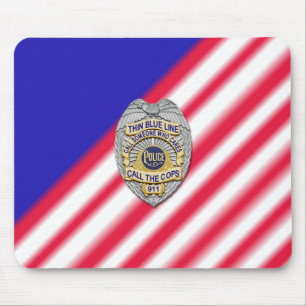 Thin Blue Line Badge Mouse Pad