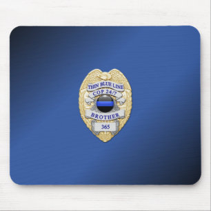 Thin Blue Line Badge Mouse Pad