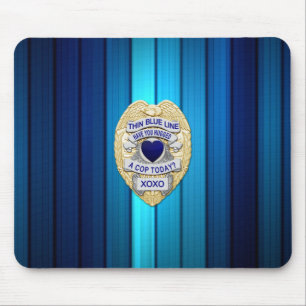 Thin Blue Line Badge Mouse Pad
