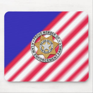 Thin Blue Line Badge Mouse Pad