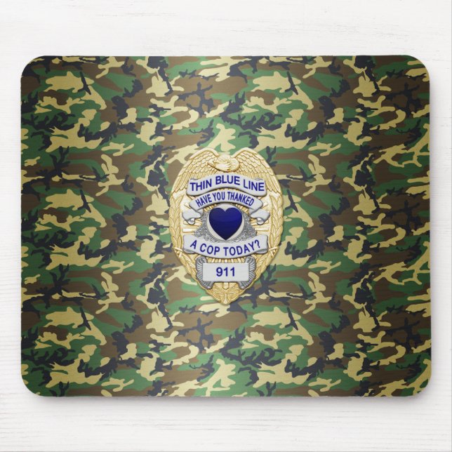 Thin Blue Line Badge Mouse Pad (Front)