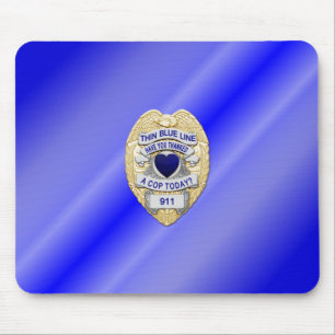 Thin Blue Line Badge Mouse Pad