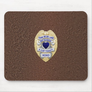 Thin Blue Line Badge Mouse Pad
