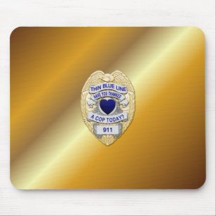 Thin Blue Line Badge Mouse Pad