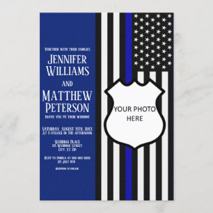 Thin Blue Line Badge Photo Insert Invitation