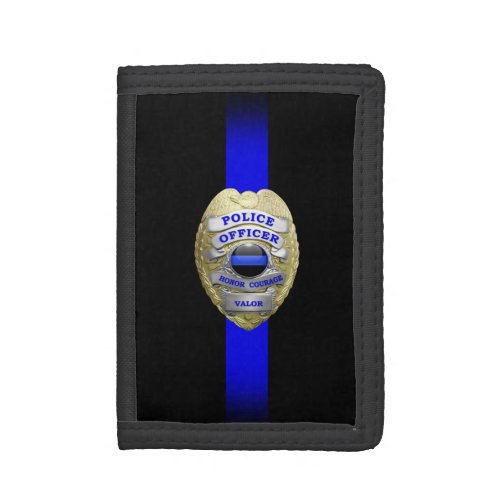 Thin Blue Line Badge Trifold Wallet
