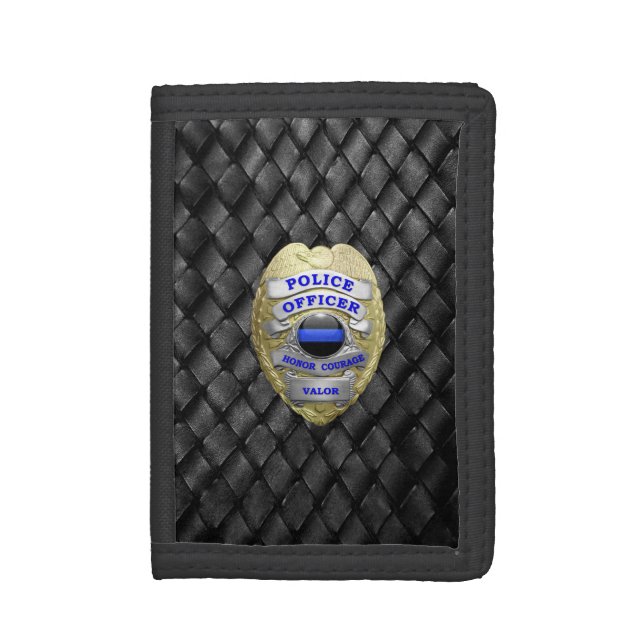 Thin Blue Line Badge Trifold Wallet (Front Vertical)
